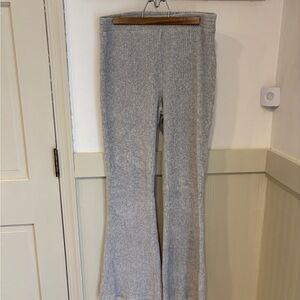 Aerie Gray Ribbed Flare Leggings